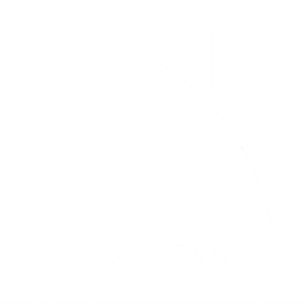 Logo L-Acoustics con testo in grassetto e forme geometriche astratte su sfondo bianco, ispirato all’energia vibrante della discoteca milanese e all’iconica scena della vita notturna house milanese. Amnesia Milano